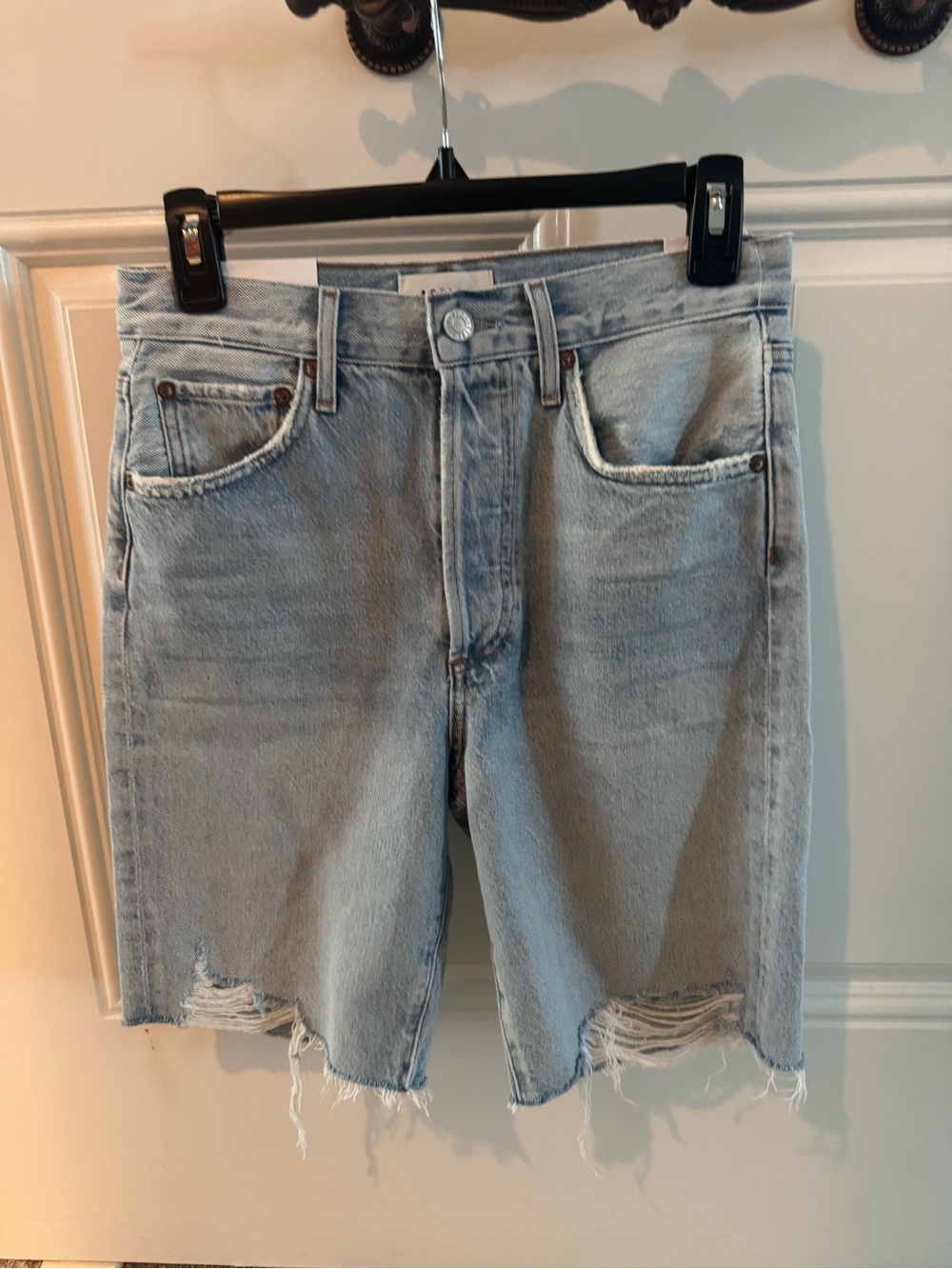 AGOLDE PARKER LONG FRAYED SHORTS SIZE 23 - Picture 3 of 6